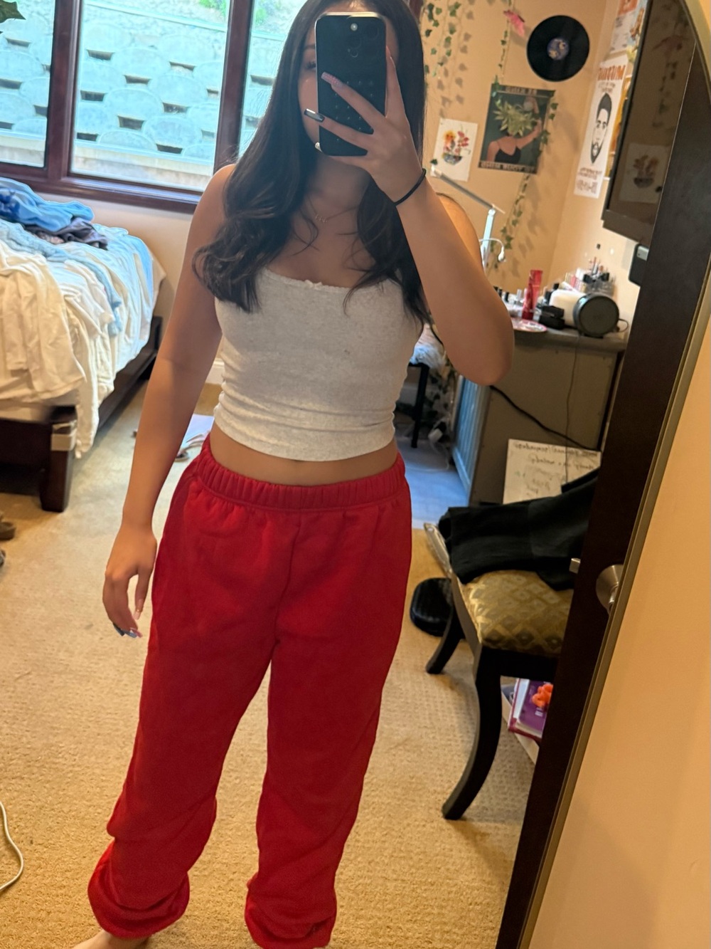 SHEIN Red Fleece Sweatpants